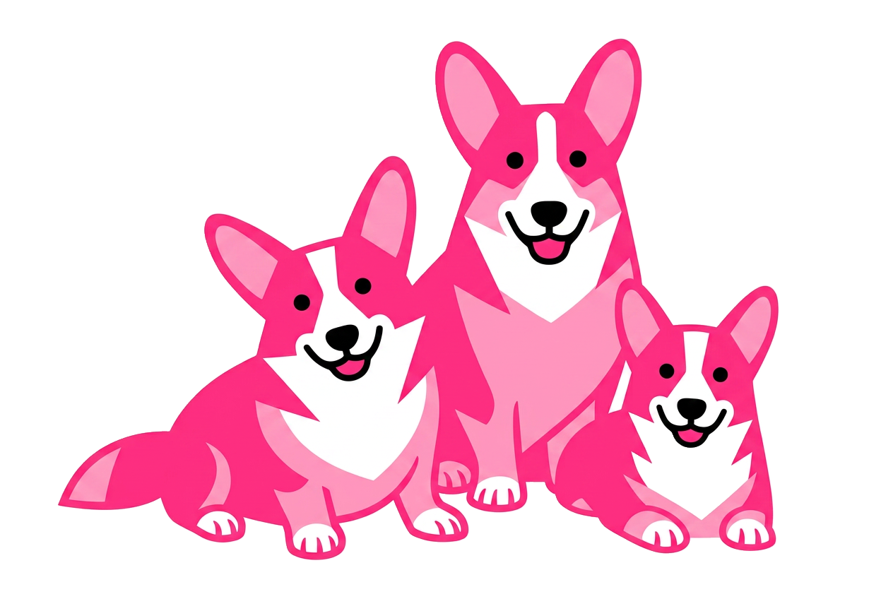 Three corgis sitting beside the philosophy section header